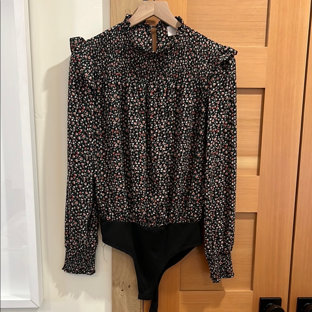 Flirty, Girly, Floral Black Blouse/bodysuit